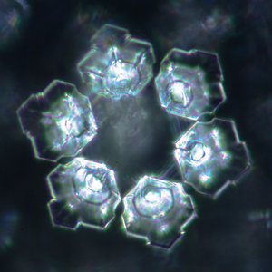 Crystal-like structure with hexagonal symmetry on a dark background - AURORA Vitra™ - Light Water Gel - Structured Hydration for Radiant Skin