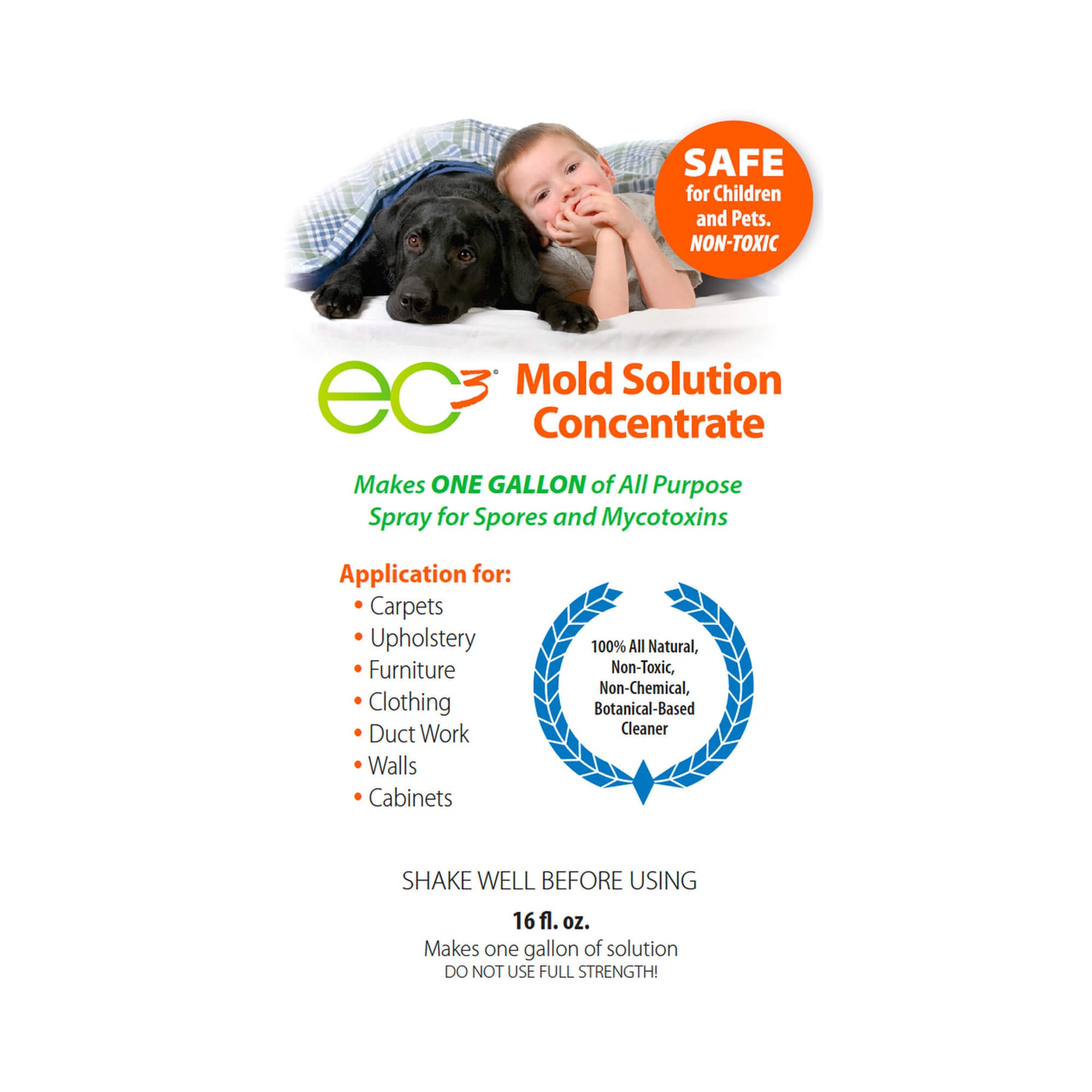 EC3 Mold Solution Spray  Ready-to-use Mold Spray and Cleaner; Removes  Spores