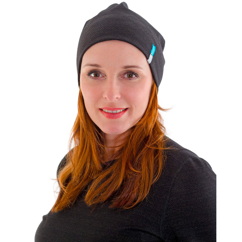 Silver25® 5G EMF Protection Womens Long beanie in black cotton