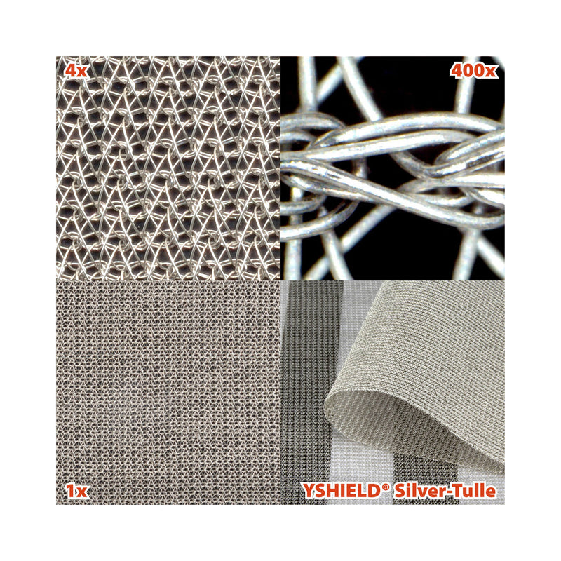 YSHIELD® SILVER-TULLE | EMF Shielding Fabric | Width 130 cm | Length 1m