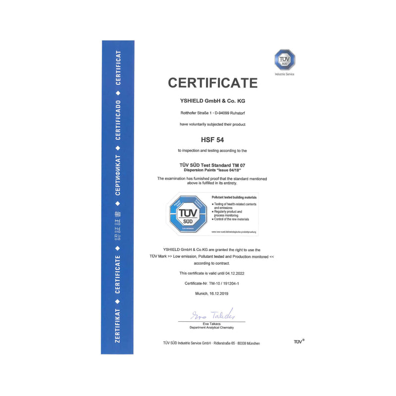 YSHIELD® HSF54 | EMF Shielding Paint TUV Certificate